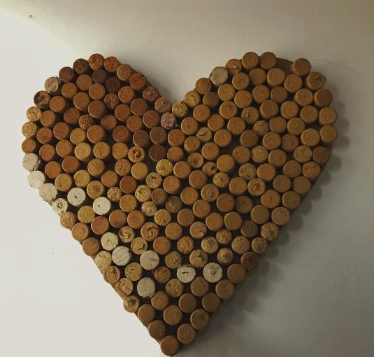 image of heart made of wine corks